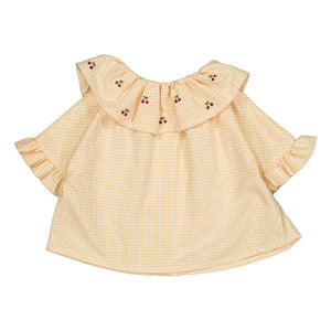 Loir - Bluse Hortense Vichy Kirschen Bio-Baumwolle | Gelb
