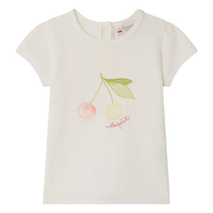 Bonpoint - Cira Kirschen Bio-Baumwoll-T-Shirt | Creme