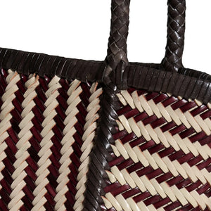 Vipera - Rubinrote Ledertasche mit Streifen | Elfenbein