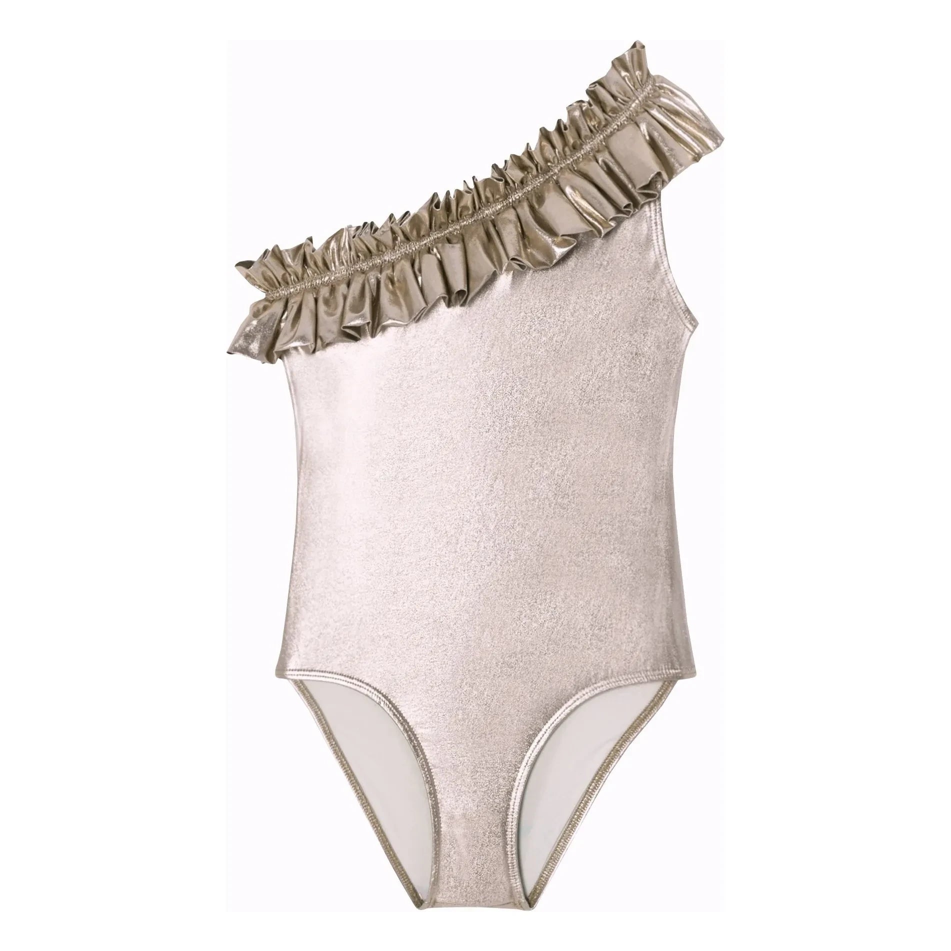 Lison Paris - 1-teiliger Asymmetrischer Metallic Venus Badeanzug | Roségold