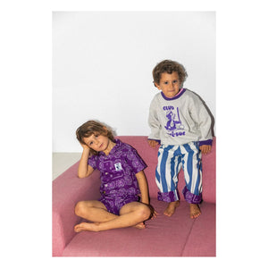 Club Trésor - Cassis Popeline Hemd und Shorts Set | Lila