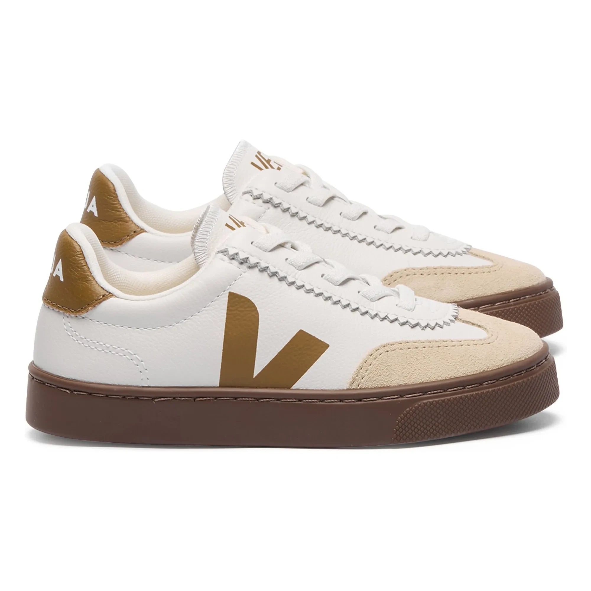 Veja - O.T. Elastische Schnürsenkel Leder Volley Sneakers | Braun