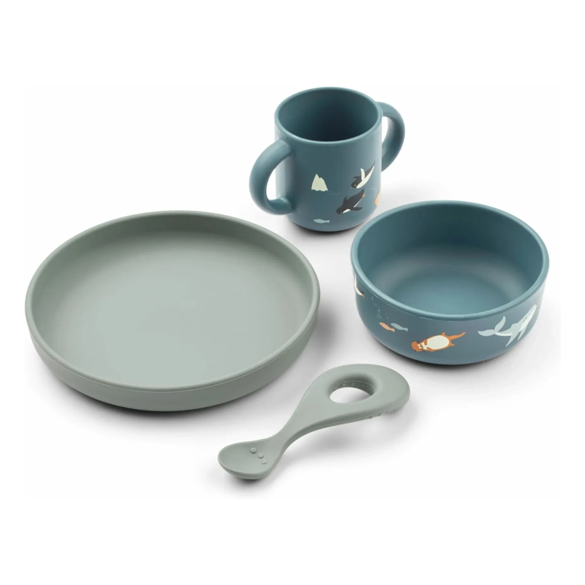 Liewood - Vivi Silikon-Geschirrset - 4-teilig | Arctic Sea/Ocean view