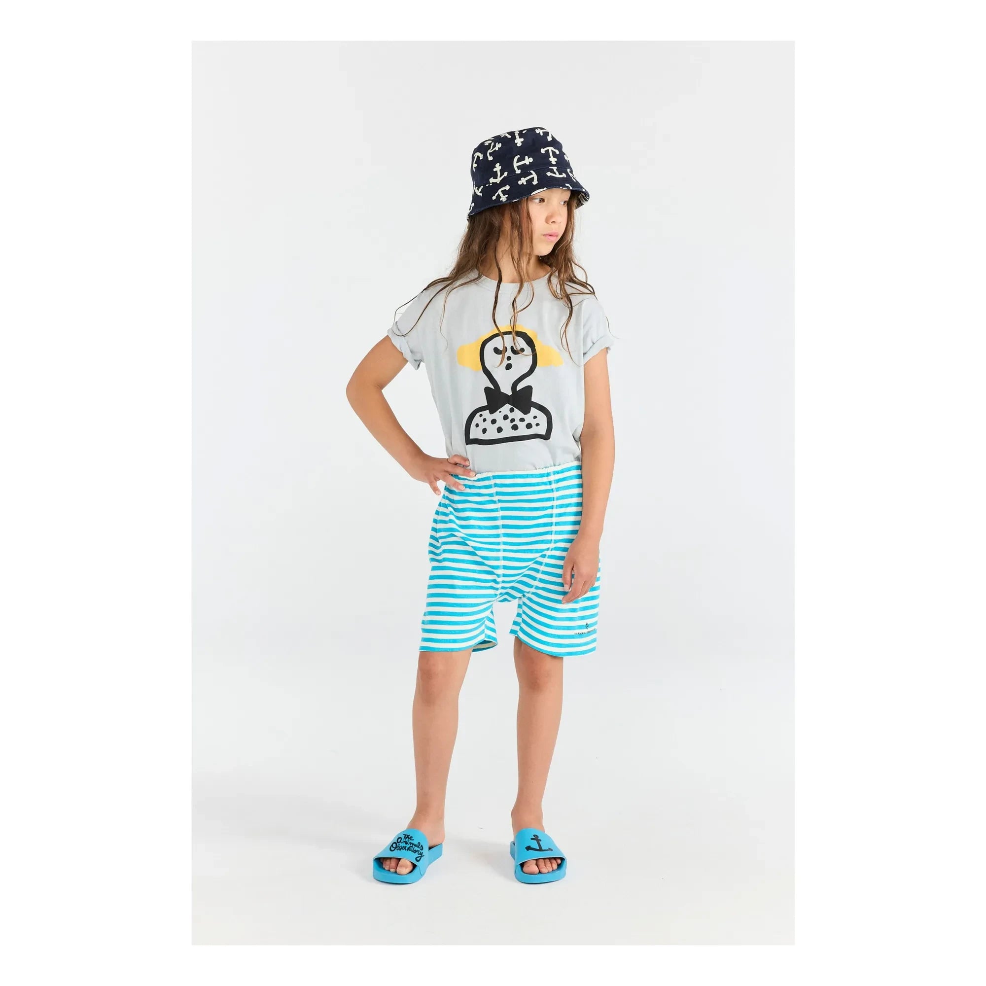 The Animals Observatory - T-Shirt mit Hahn-Motiv Bio-Baumwolle | Hellblau
