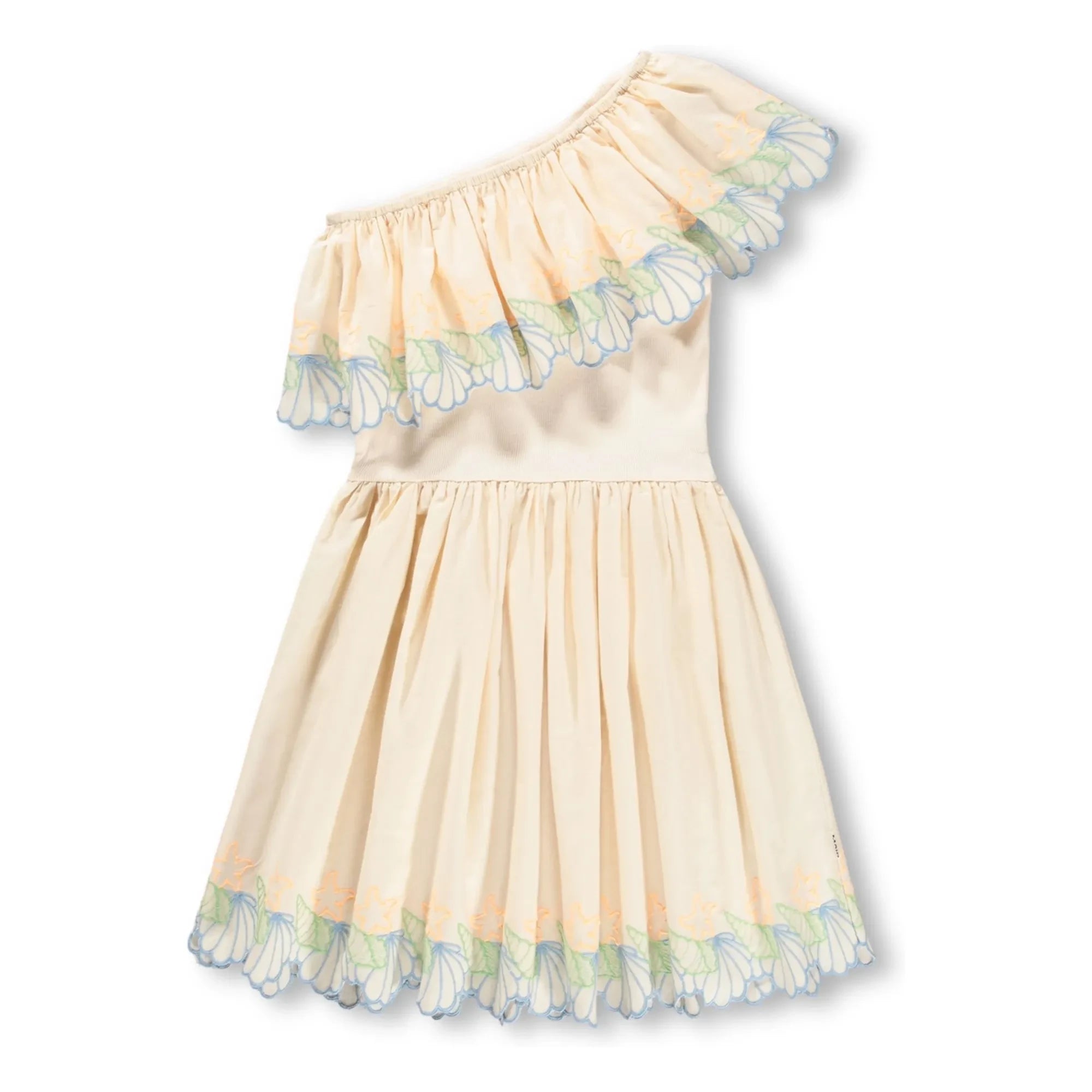 Molo - Cato Bio-Baumwoll-Kleid mit asymmetrischem Volant | Elfenbein