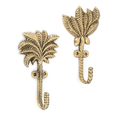 Doing Goods - Devi Palmtree Recycelte Messing Mantelhaken - 2er Set | Goldbraun