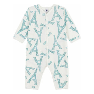Petit Bateau - Schlafanzug ohne Bündchen Gute Nacht Eiffelturm | Weiß