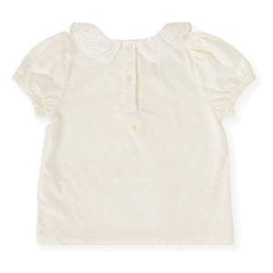 Goldie + Ace – T-Shirt mit Rüschenkragen | Weiß