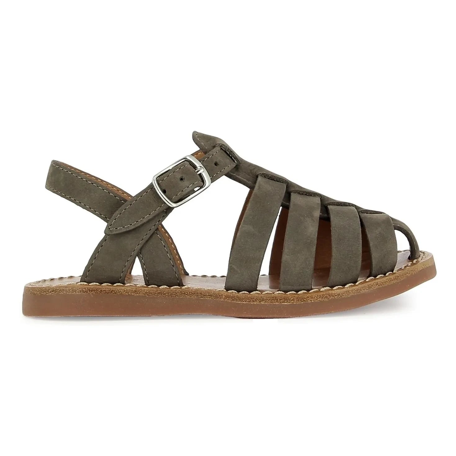Pom d'Api - Sandalen Beach-Stitch Dad Nubuk | Khaki
