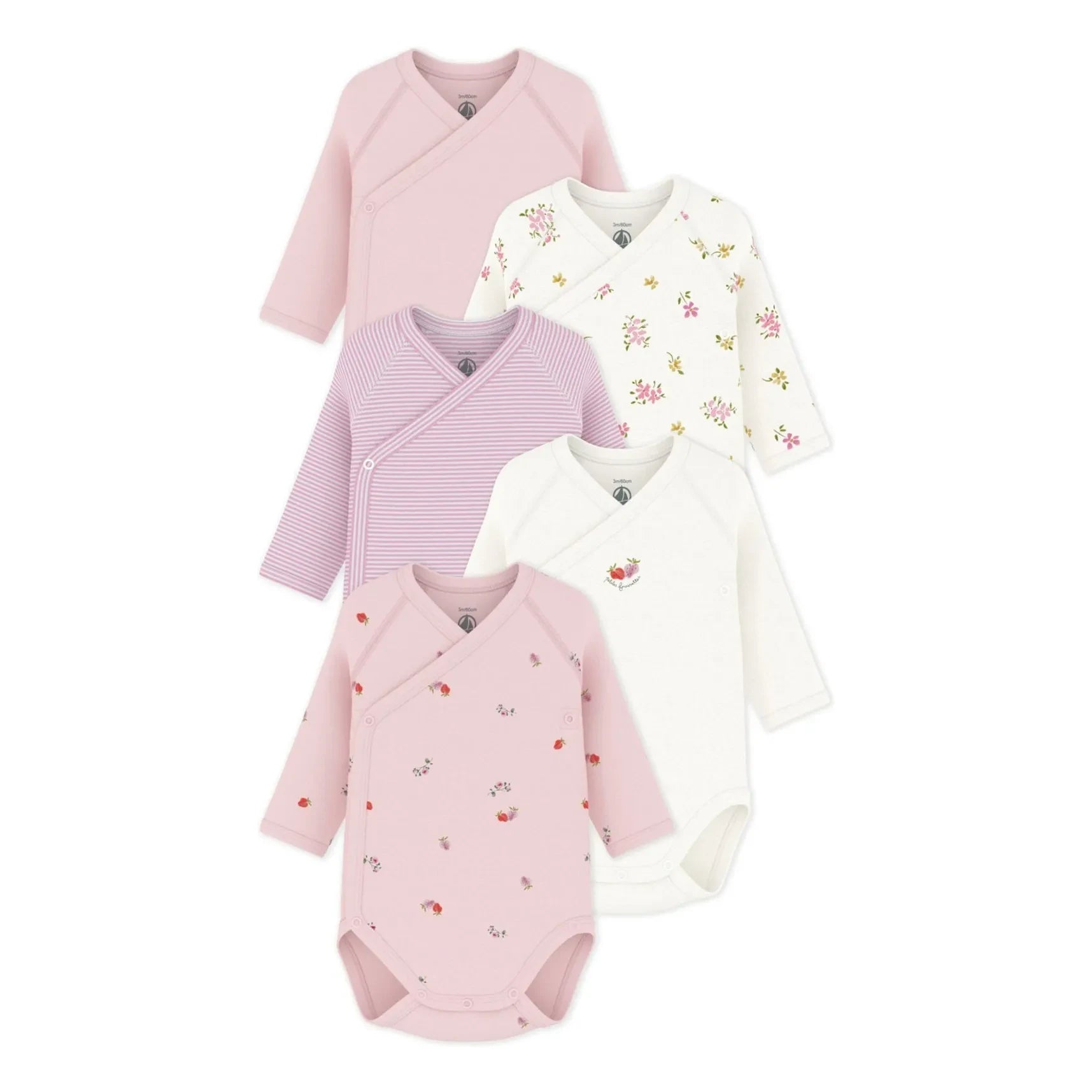 Petit Bateau - 5er Pack Bio-Baumwoll-Bodys mit Blumenmuster | Rosa