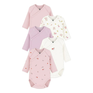 Petit Bateau - 5er Pack Bio-Baumwoll-Bodys mit Blumenmuster | Rosa