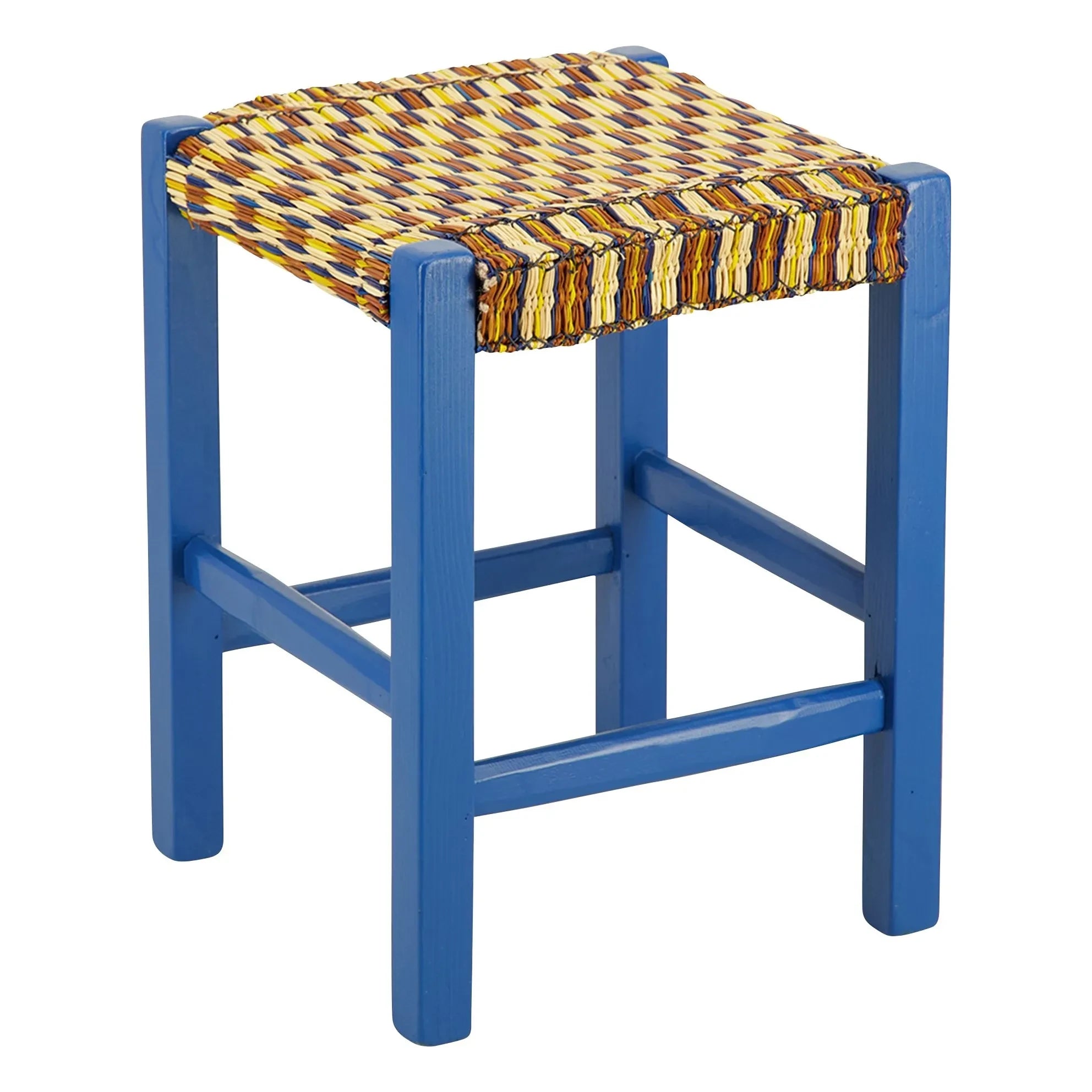 House of Capricorn - Coruche handgeflochtener Hocker | Blau