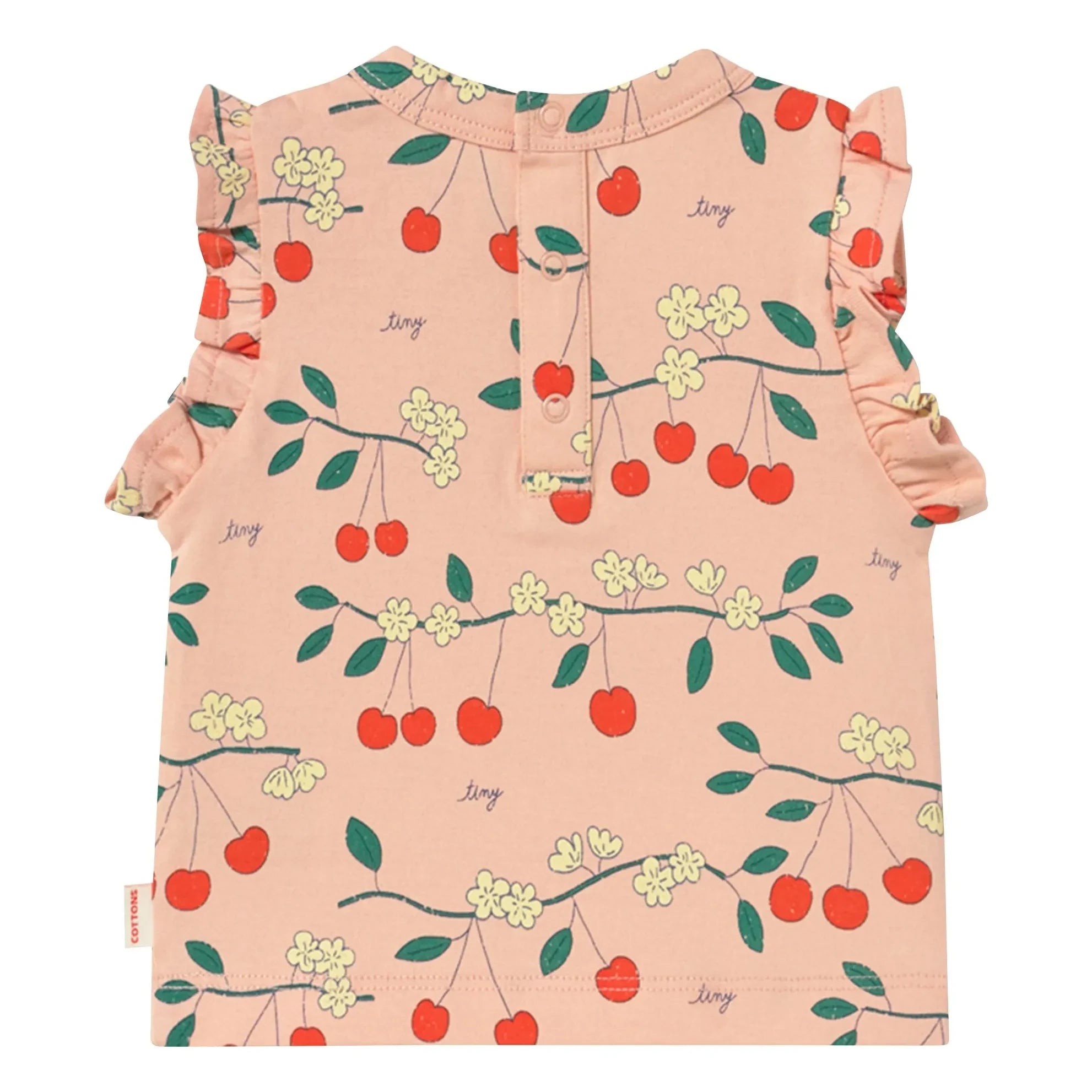 Tinycottons - Cherry T-Shirt mit Rüschen aus Bio-Baumwolle | Rosa