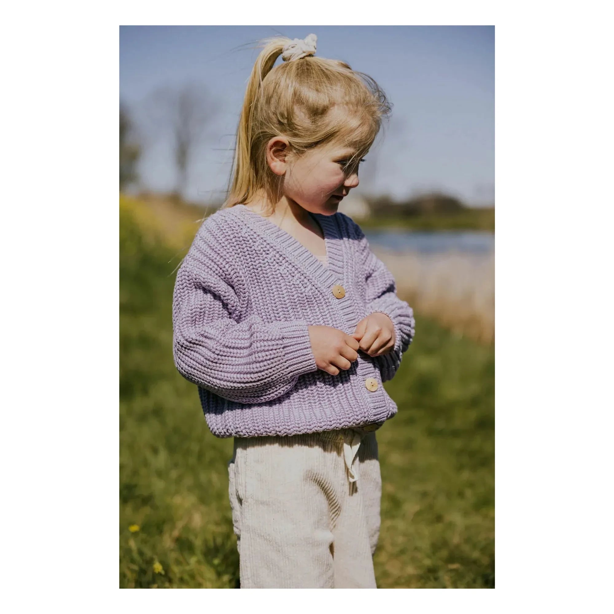 Yuki - Bio-Baumwoll-Dickstrick-Strickjacke | Flieder