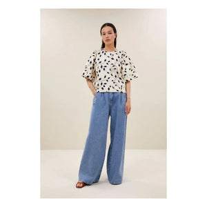By Bar - Olivia Cotton Botanik Bluse | Nachtblau