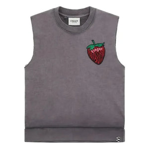 Kinderleicht – Ärmelloses Sweatshirt aus Bio-Baumwolle „Clem“ | Kohlegrau