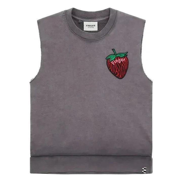 Kinderleicht – Ärmelloses Sweatshirt aus Bio-Baumwolle „Clem“ | Kohlegrau