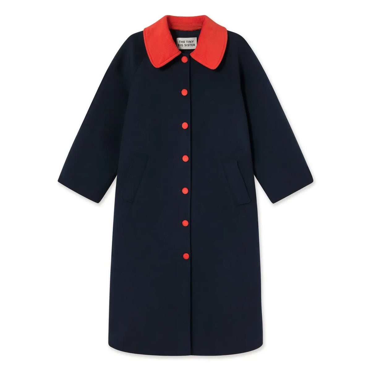 The Tiny Big Sister - Langer Wollmantel | Marineblau