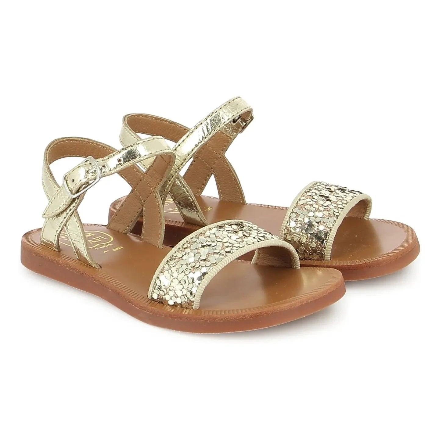 Pom d'Api - Plagette Sandalen mit Schnalle und Glitzer | Gold