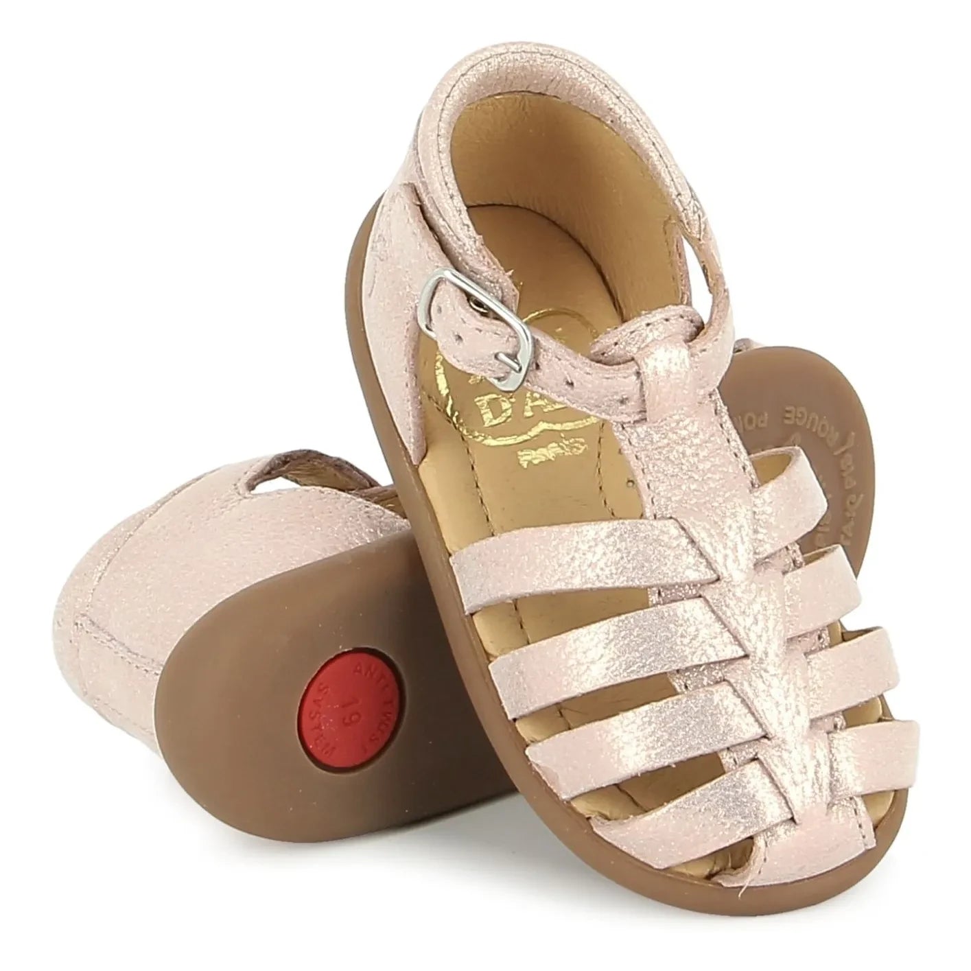 Pom d'Api - Knöchelriemen Metallic Sandalen | Puderrosa