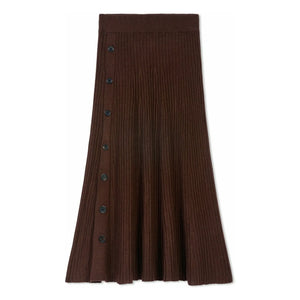 Bompard - Kaşmir Düğmeli Rib Etek | Chocolate