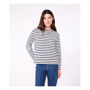 Petit Bateau – Marinière mit U-Boot-Ausschnitt aus Bio-Baumwolle | Weiß