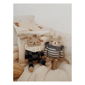 Main Sauvage - Teddybär Plüschtier - Gestreifter Strampler | Blau