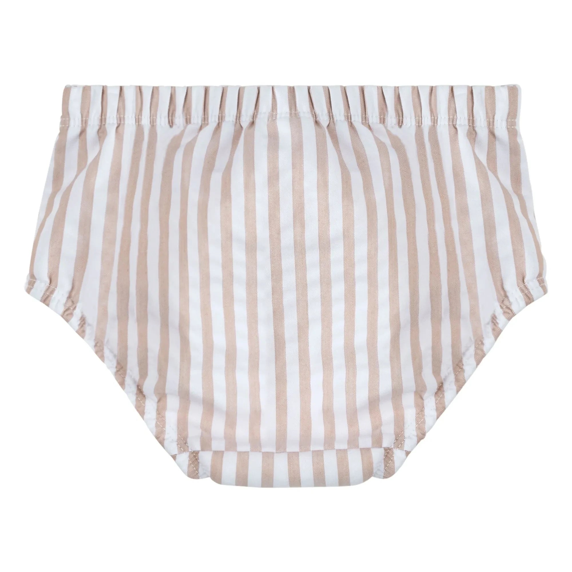 Petit Lem - Seersucker Anti-UV Gestreifte Babywindel, Recycelte Fasern | Beige