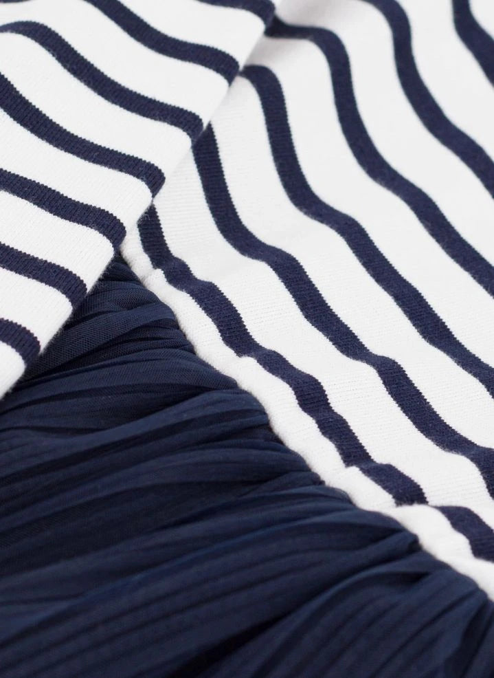 Petit Bateau - Tüllgestreiftes Kleid | Dunkelblau