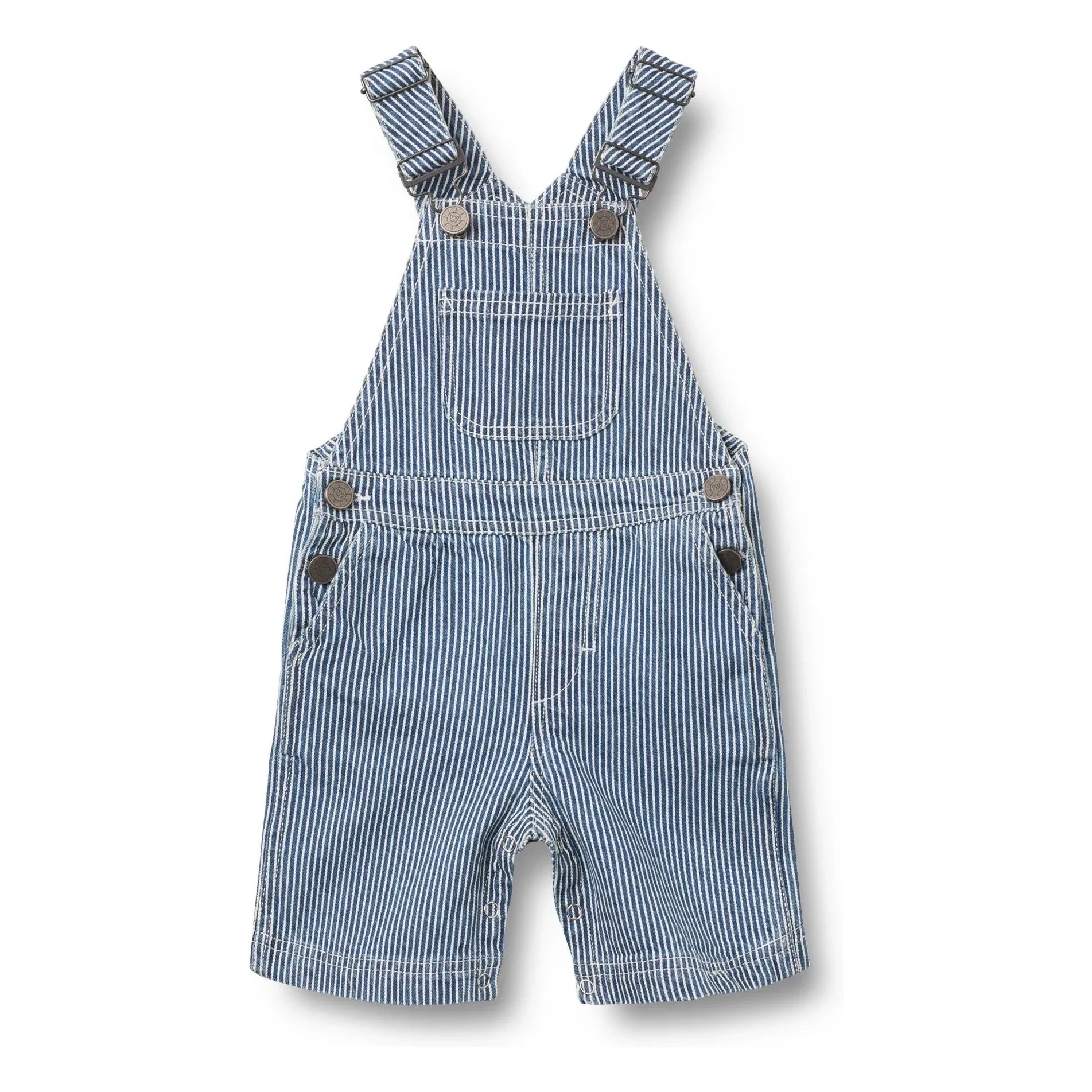 Wheat - Gestreifter Denim Bio-Baumwolle Latzhose | Blau