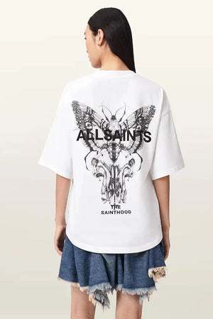 AllSaints Damen Baumwoll Oversize T-Shirt HALIS