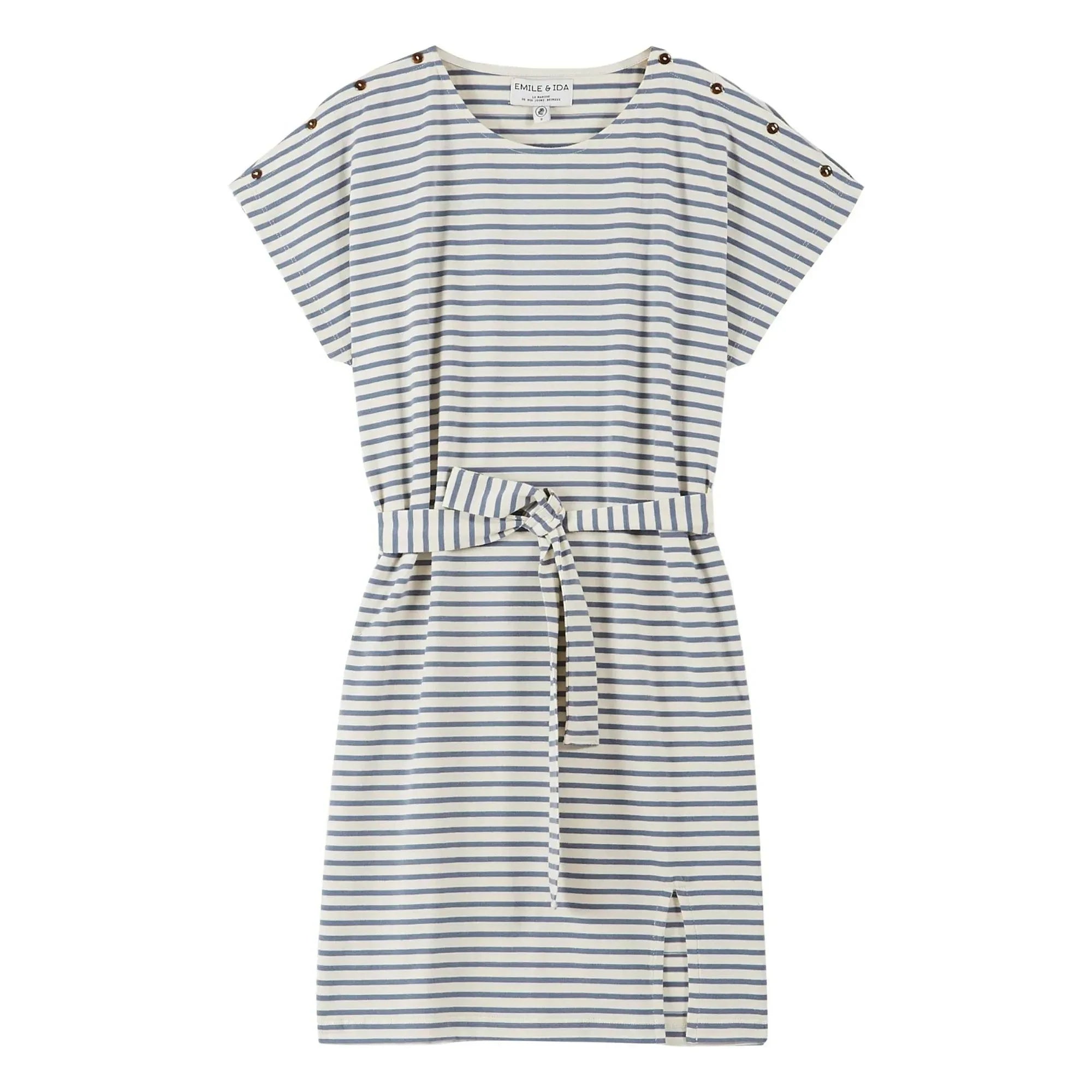 Emile et Ida - Gestreiftes Kleid Bénédicte aus Bio-Baumwolle | Blau