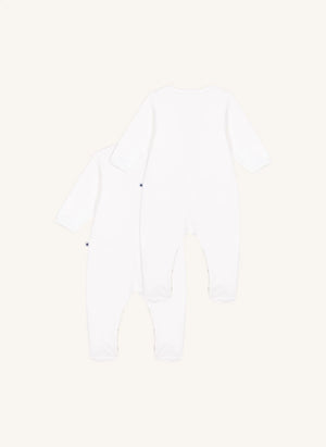 Petit Bateau - 2-teiliges Samt-Organik-Baumwoll-Pyjama-Set | Weiß
