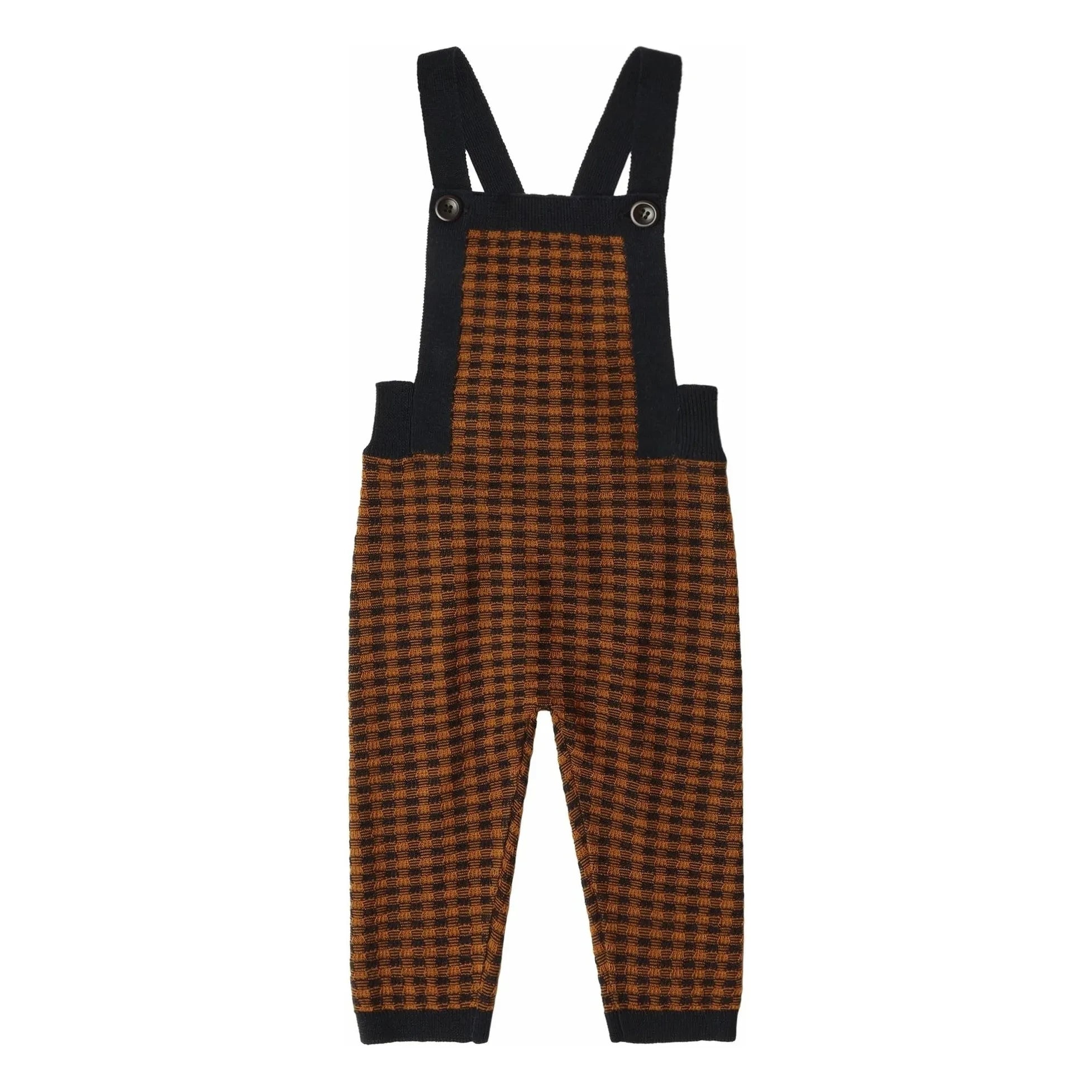 FUB - Merinowolle Fischgrät-Latzhose | Marineblau