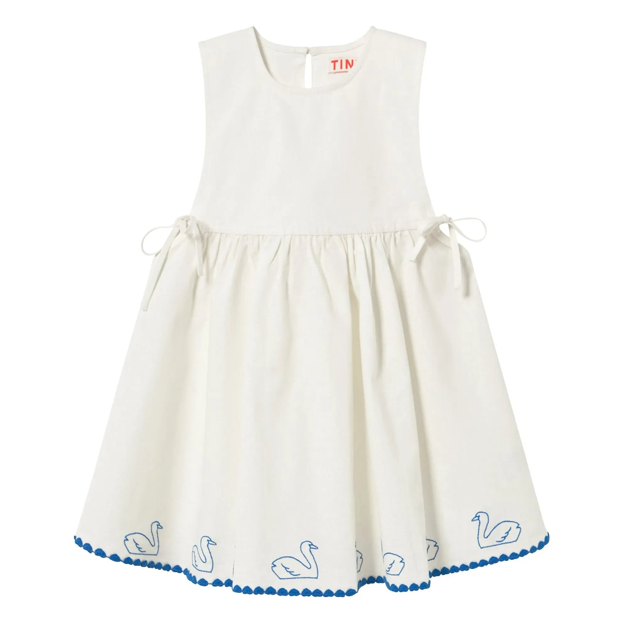 Tinycottons - Leinenkleid Schwäne | Weiß