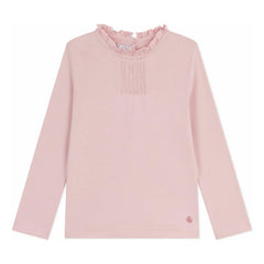 Petit Bateau – T-Shirt aus Bio-Baumwolle mit Rüschenkragen | Blassrosa