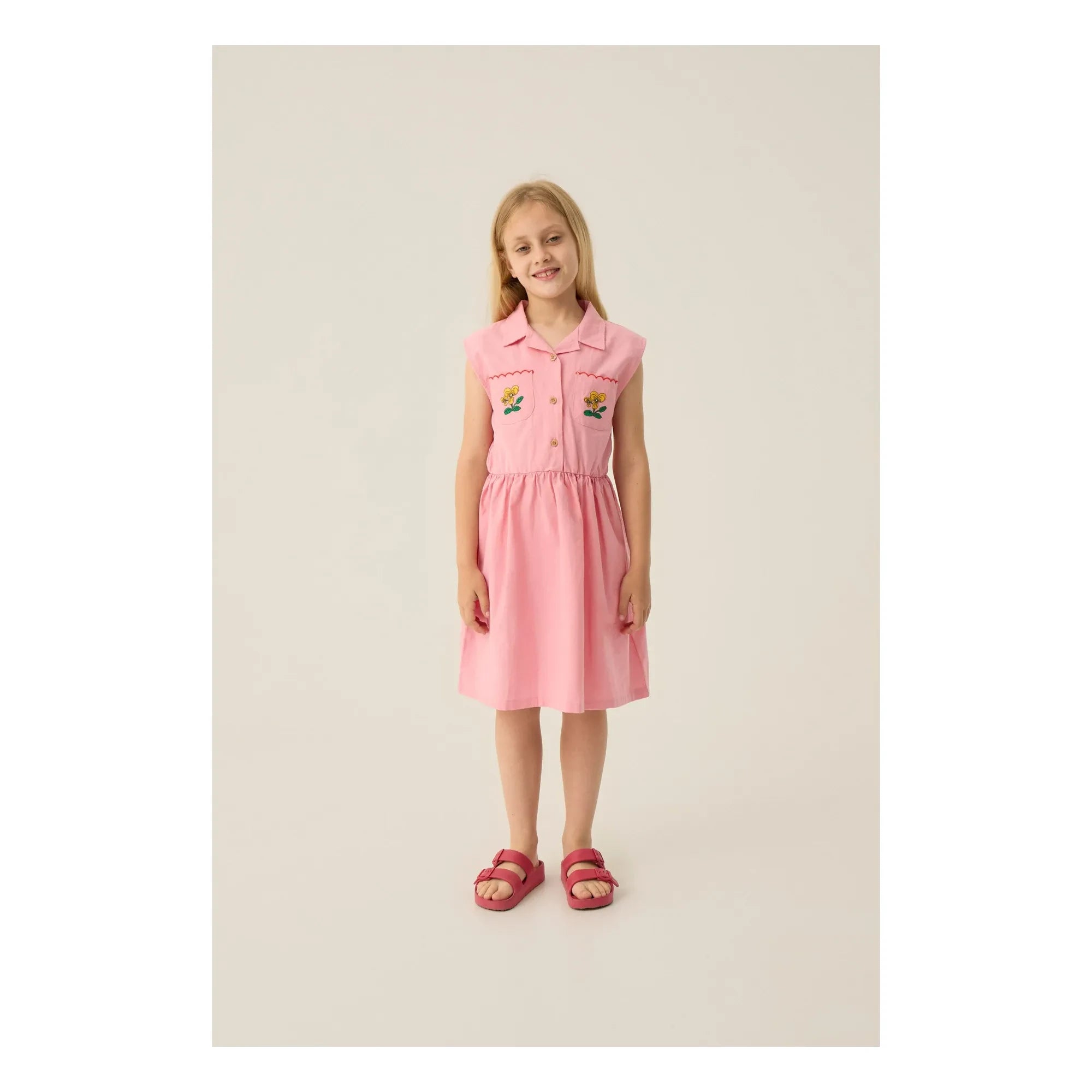 The Campamento - Mi-Long Geblümtes Kleid | Zuckerrosa