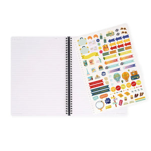 Legami - Çizgili A4 Defter - Resimli Sert Kapak - Seyahat Çıkartmaları - Spiralli