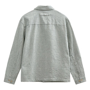 Anerkjendt - Akodin Gestreiftes Overshirt | Hellgrau