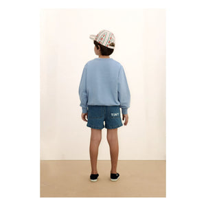 Tinycottons - Gestreifte Jeansshorts | Blau