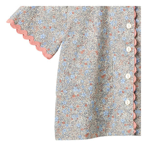 Wheat - Lace Vilma Fleurie Bio-Baumwoll-Bluse | Hellblau