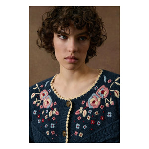 Louise Misha - Sandya Wolle Cardigan | Marineblau