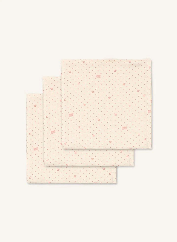 Konges Sløjd - Cherry Dot Pucktücher aus Bio-Baumwolle für Babys - 3er-Set | Rosa