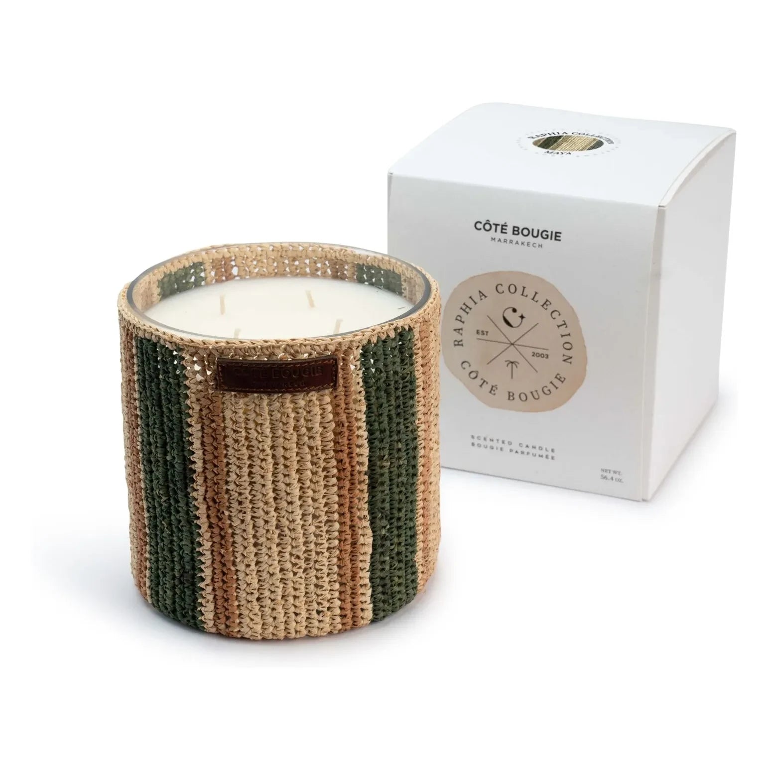 Côté Bougie - Raffia Maya Kerze - Minze & Tee