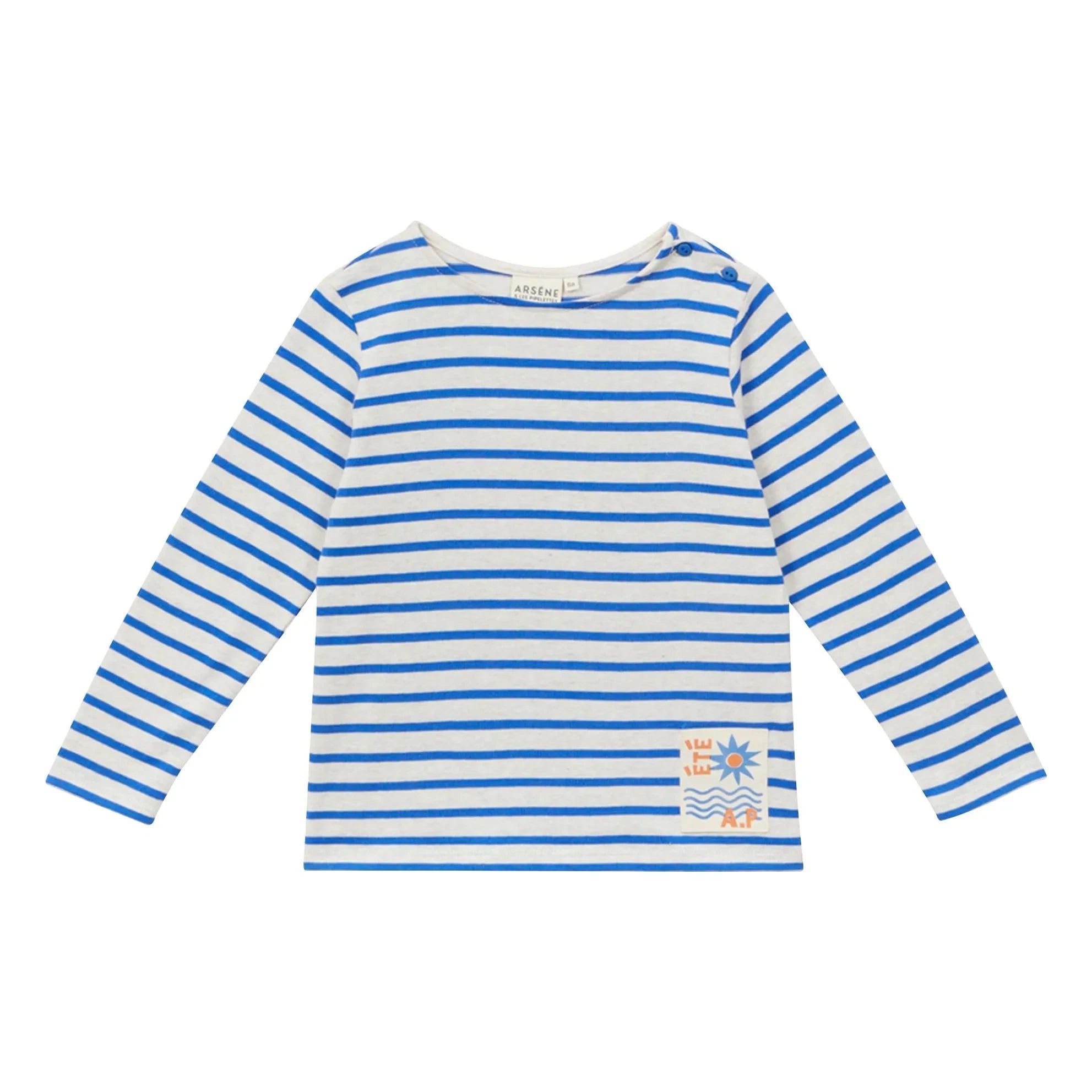 Arsène et Les Pipelettes - Gestreiftes Bio-Baumwoll-T-Shirt | Blau