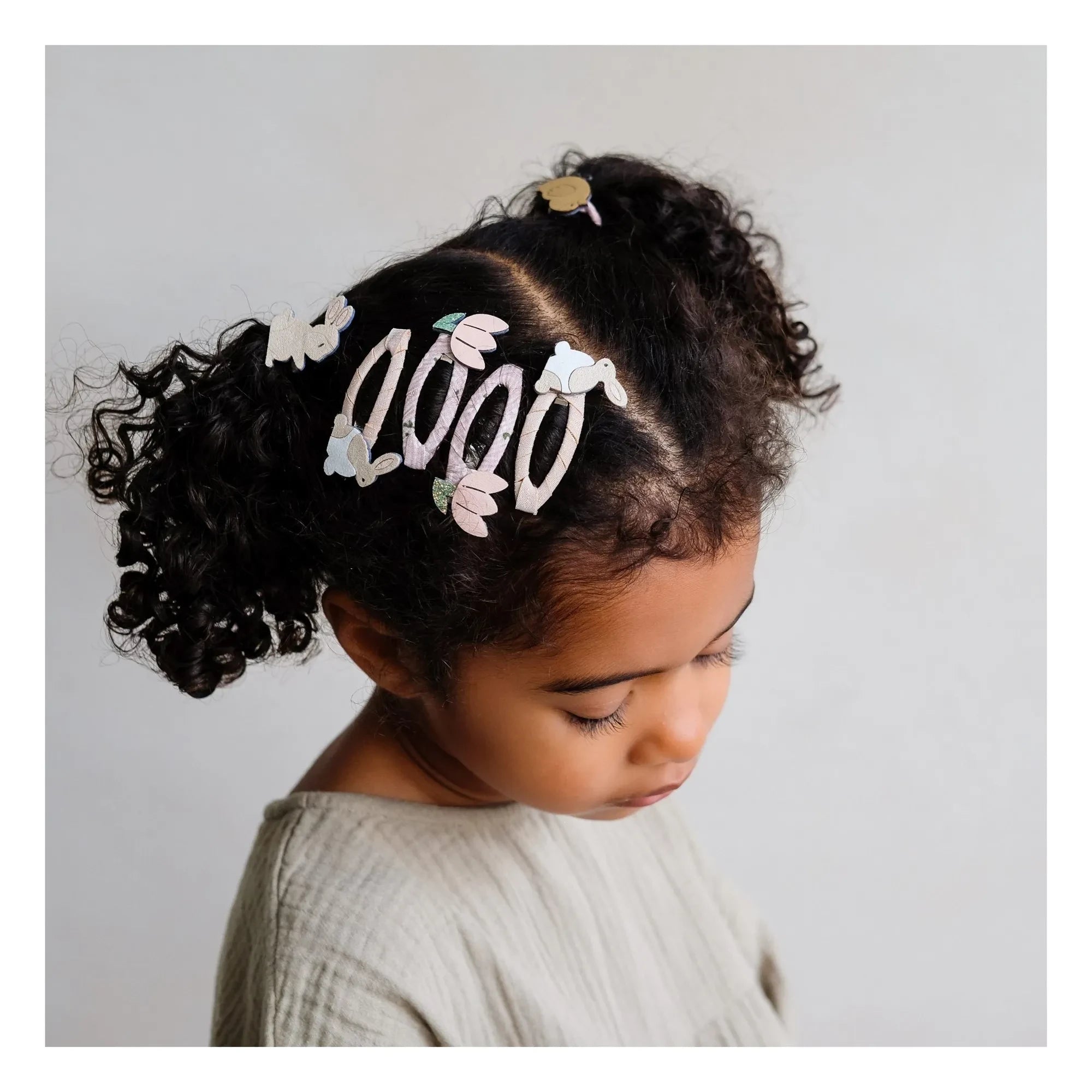 Mimi & Lula - 4 Hasen- und Blüten-Haarspangen-Set | Rosa