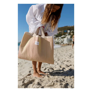 Studio Noos - Streifen-Strandtasche | Blasses Gelb