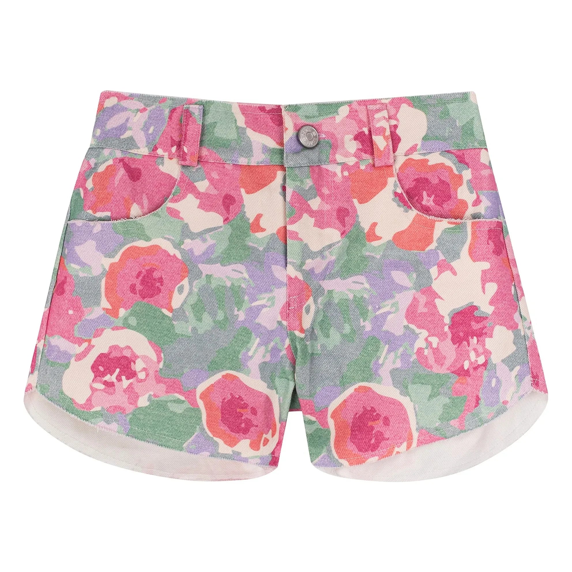 My First Cantê - Denim Shorts Pistachio Flowers | Rosa