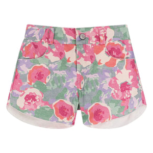 My First Cantê - Denim Shorts Pistachio Flowers | Rosa