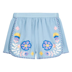 Louise Misha - Maïwen Shorts aus Bio-Baumwolle mit Stickerei | Blau